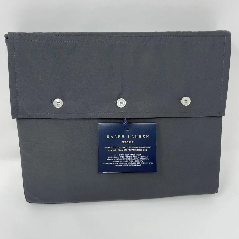 NWT - Ralph Lauren FULL ORGANIC Cotton Percale Fitted Sheet Loft Gray